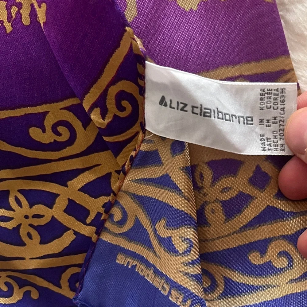 Liz Claiborne Elegant Pink and Purple Silk Scarf